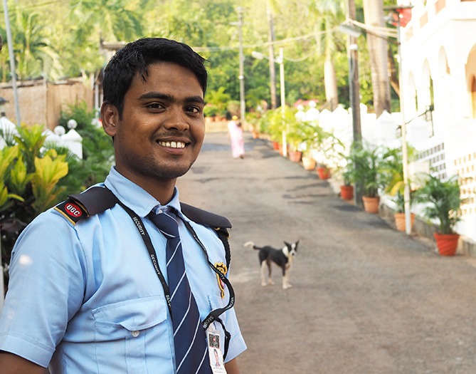 Teacher training yoga centre security guard